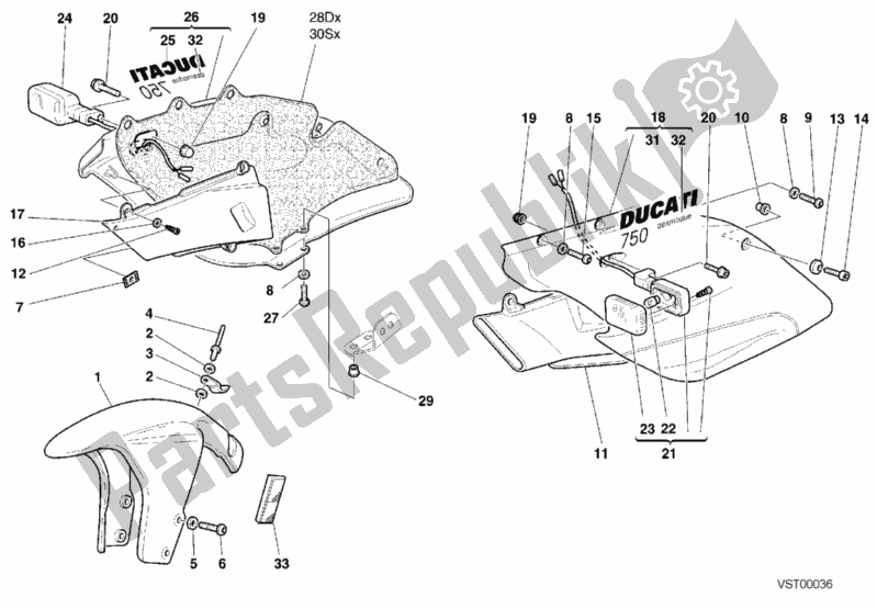 Todas as partes de Meia Carenagem do Ducati Supersport 750 SS 2000